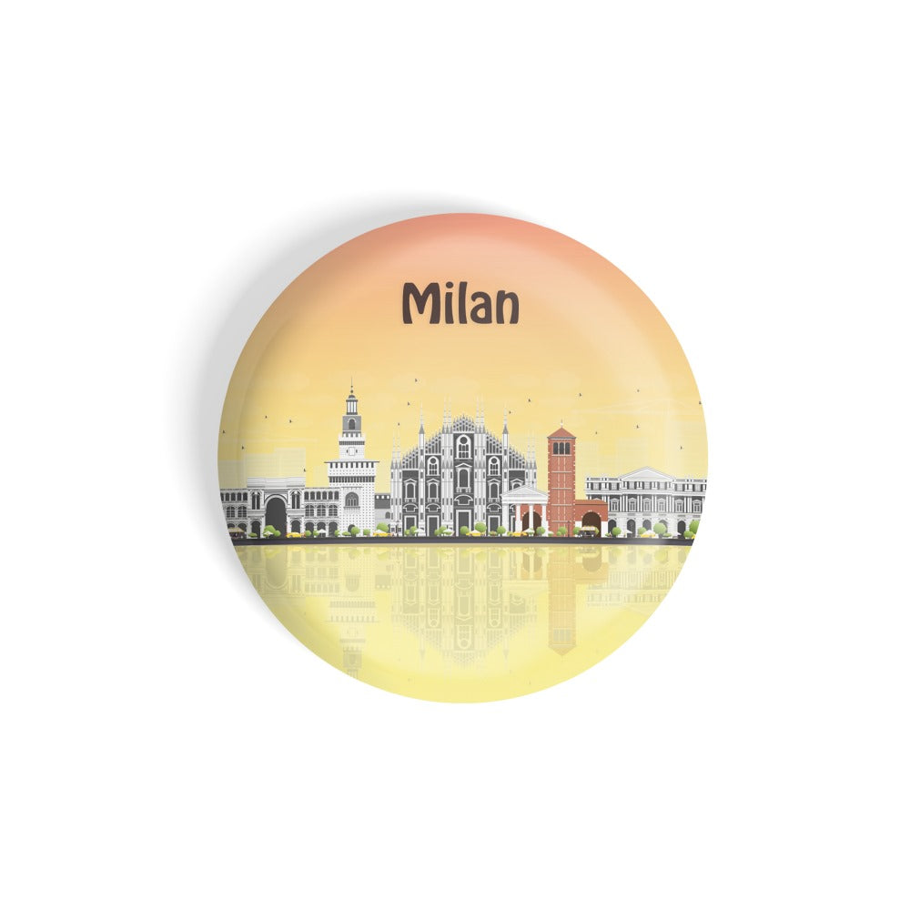 dhcrafts Round Fridge Magnet Multicolour Places Milan City In Russia Glossy Finish Design Pack of 1 (58 mm)